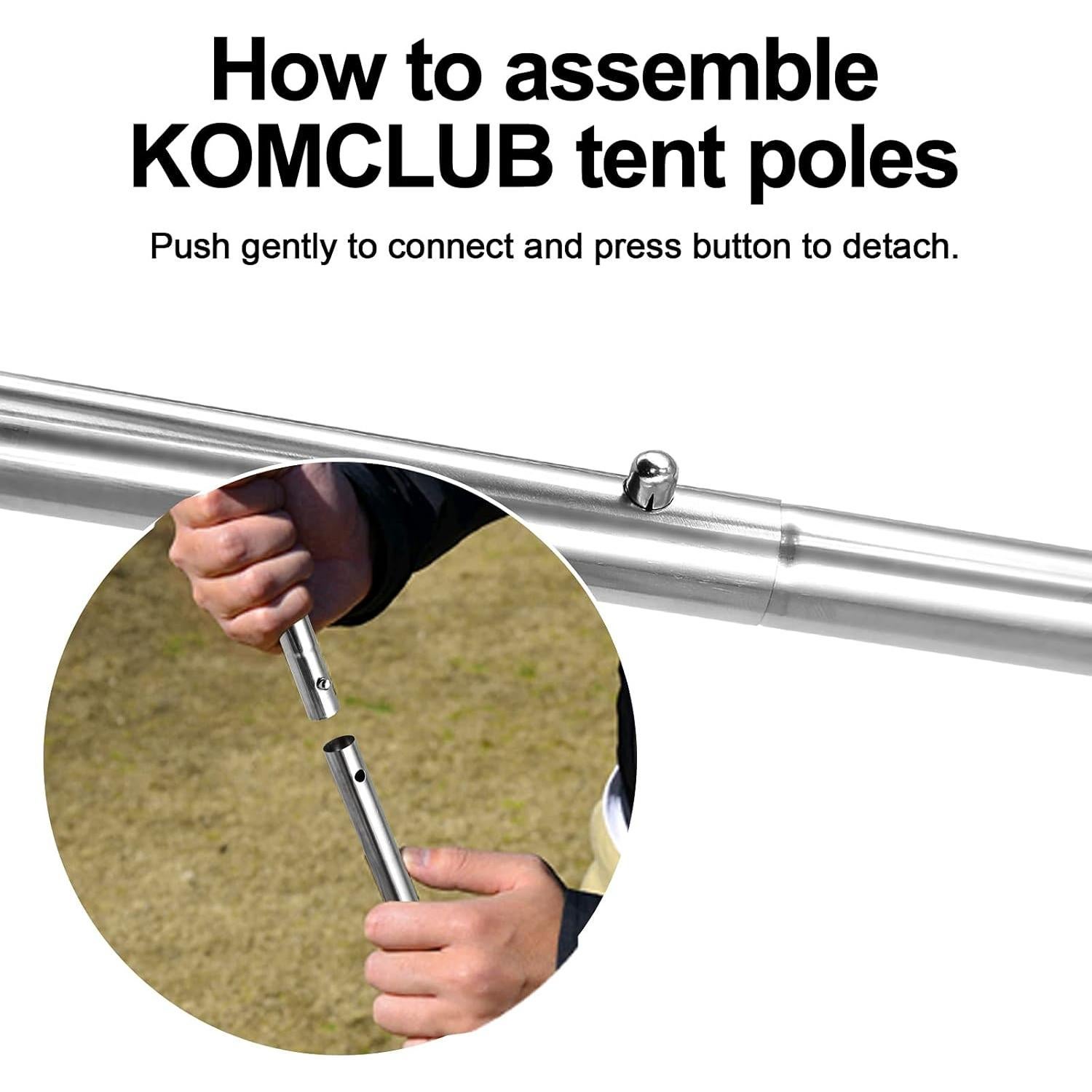 Postes de Camping Telescópicos KOMCLUB - Acero Inoxidable 198.1 cm - Juego de 2