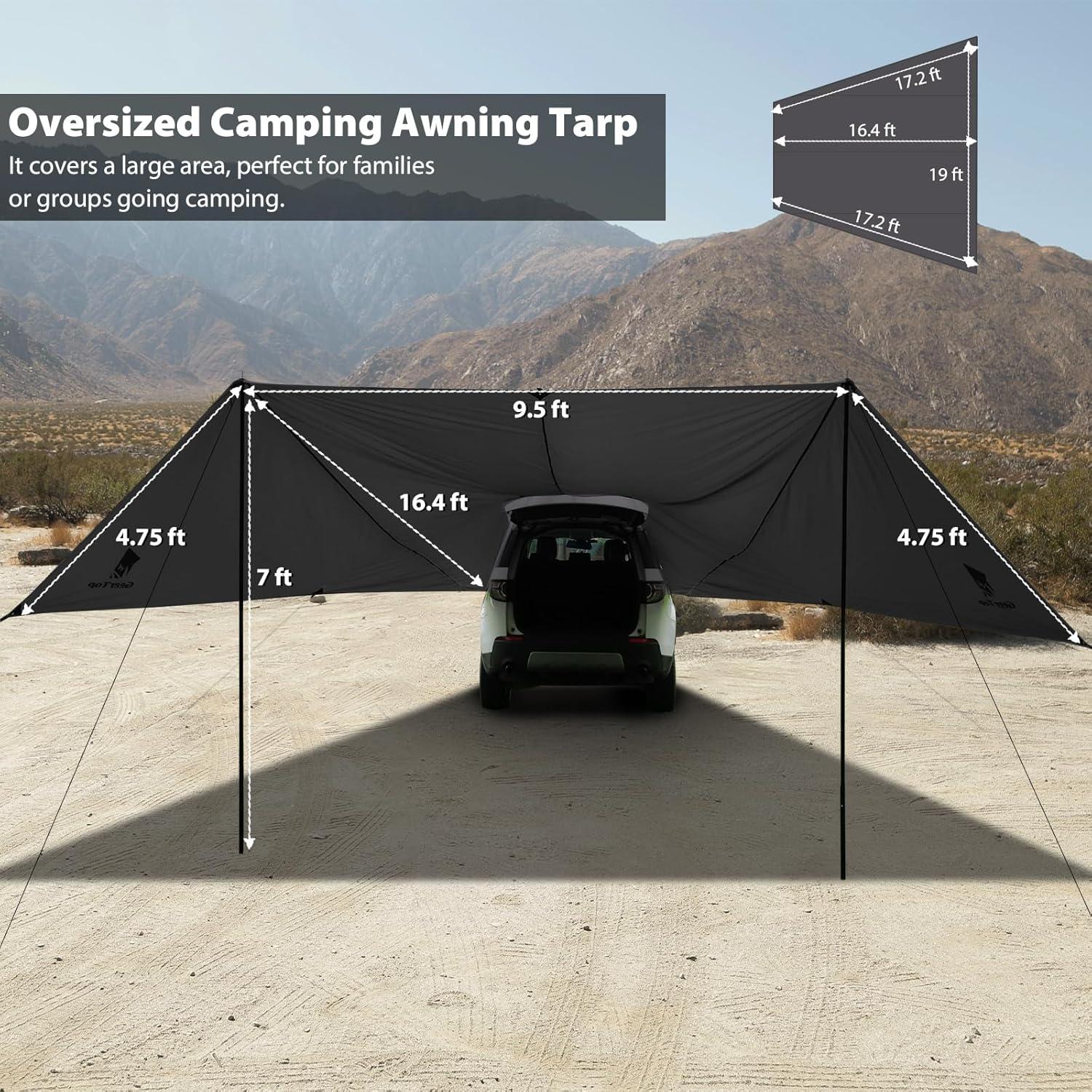 Toldo de Camping GEERTOP para Automóvil 196x263cm Impermeable