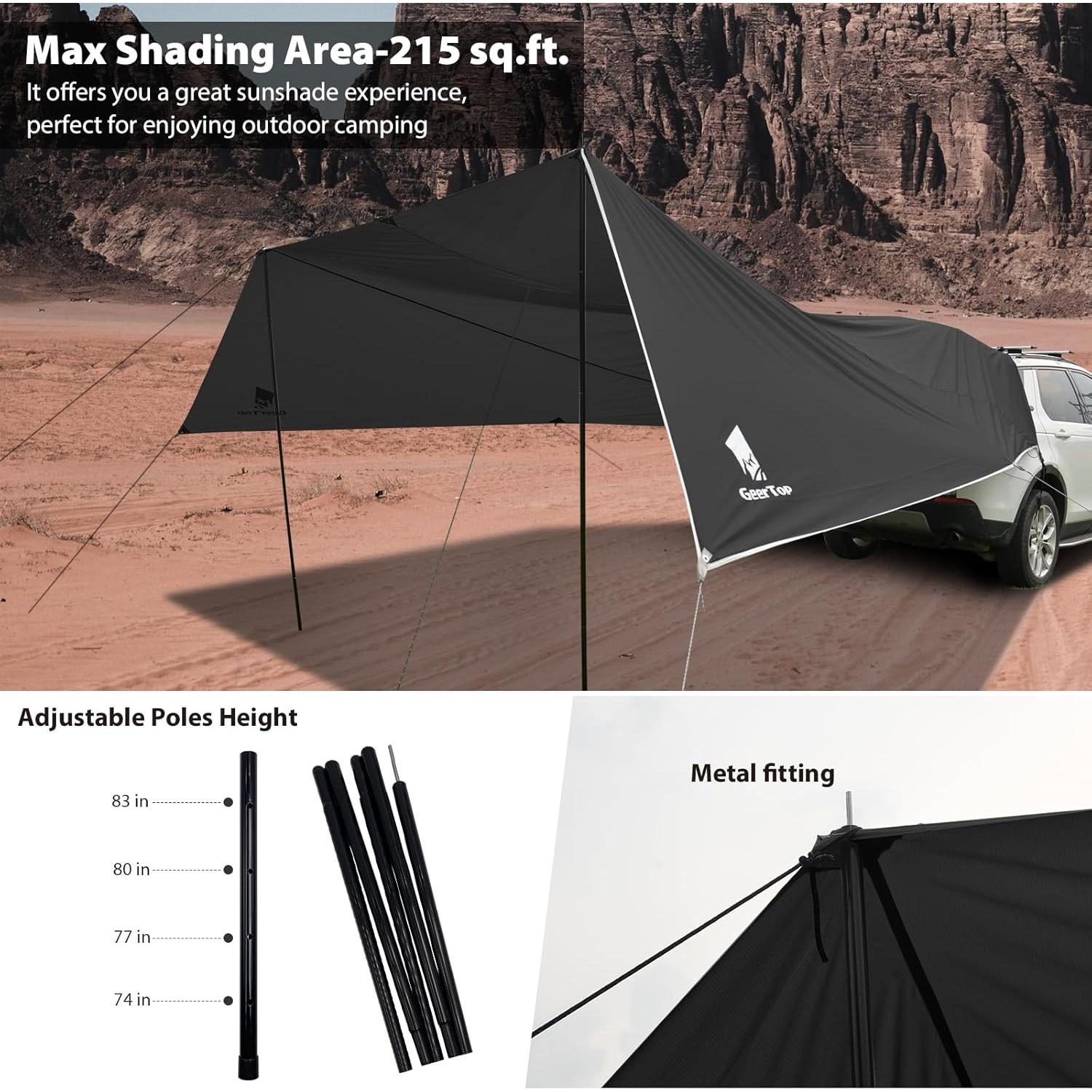 Toldo de Camping GEERTOP para Automóvil 196x263cm Impermeable