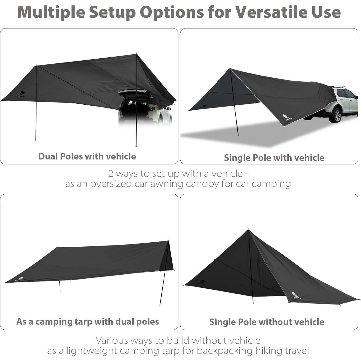 Toldo de Camping GEERTOP para Automóvil 196x263cm Impermeable