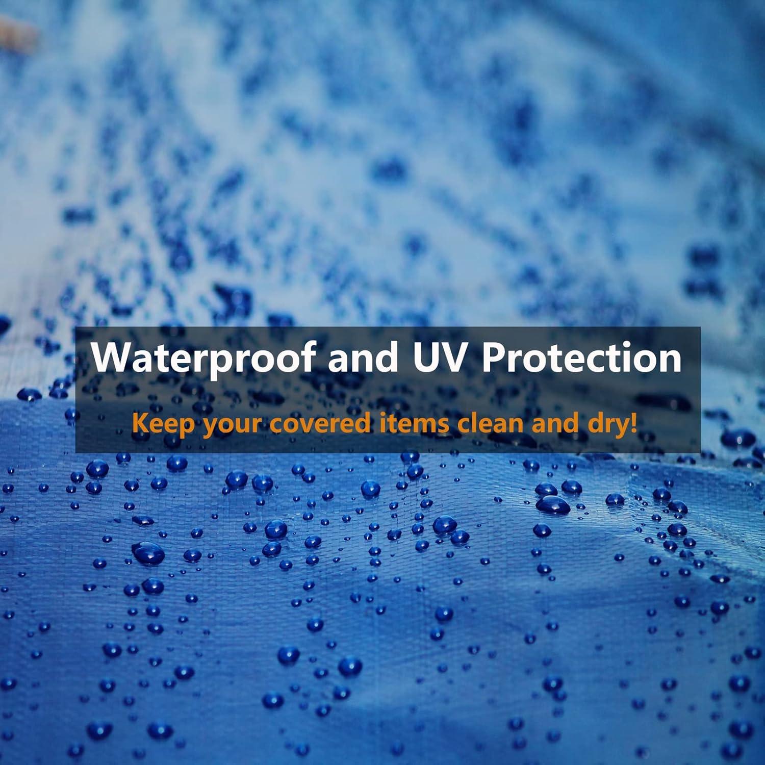 Tarp Heay Duty Waterproof 10x18ft,Blue Tarp Cover Plastic Poly Tarpaulin for Outdoor Cover,Emergency Rain,Roof, Pool, Boat,Camping - Multipurpose with 11Mil Thickness