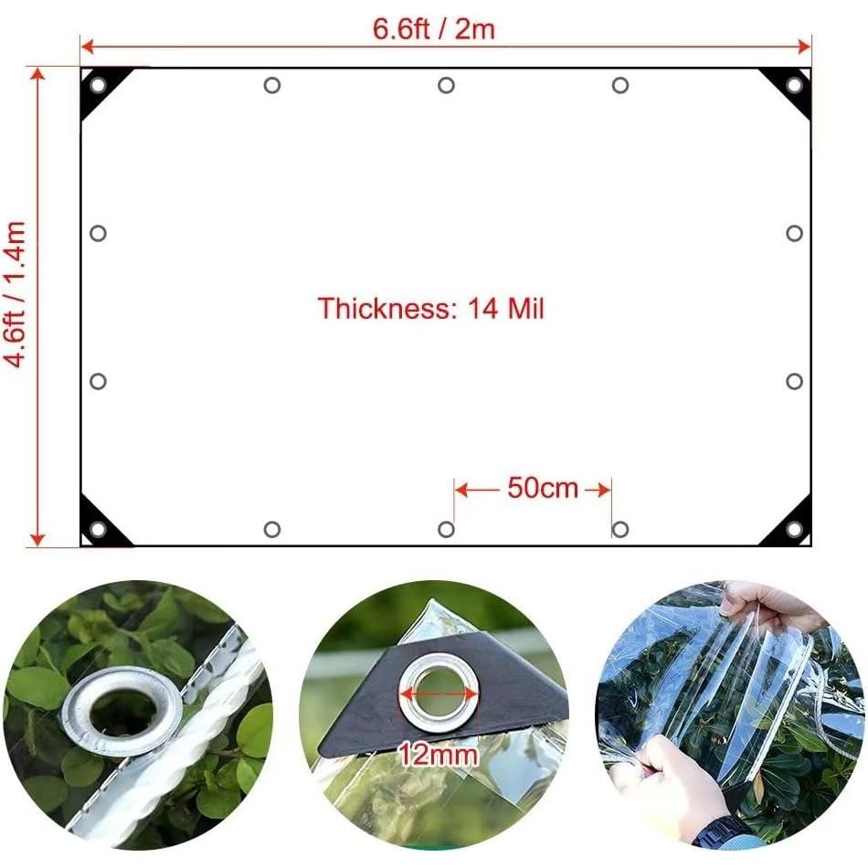 Lona Impermeable Transparente LCYFBE 1.4x2m con Ojetes