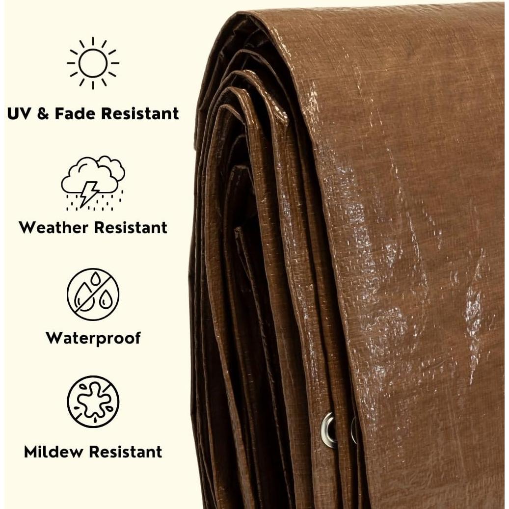 Lona Impermeable TARP SUPPLY Inc. 2.44m x 3.05m Marrón/Verde