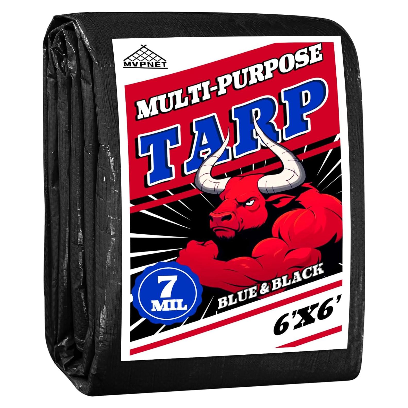 Lona Impermeable MVPNET 6x6 Azul y Negro Resistente UV