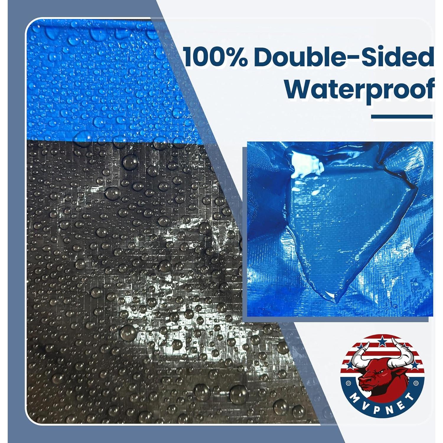 Lona Impermeable MVPNET 6x6 Azul y Negro Resistente UV