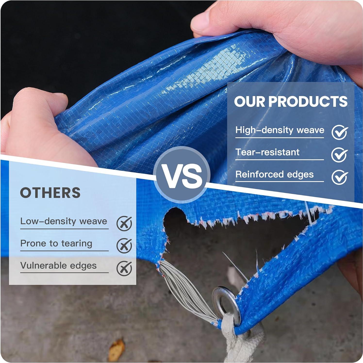 Lona Impermeable MVPNET 6x6 Azul y Negro Resistente UV