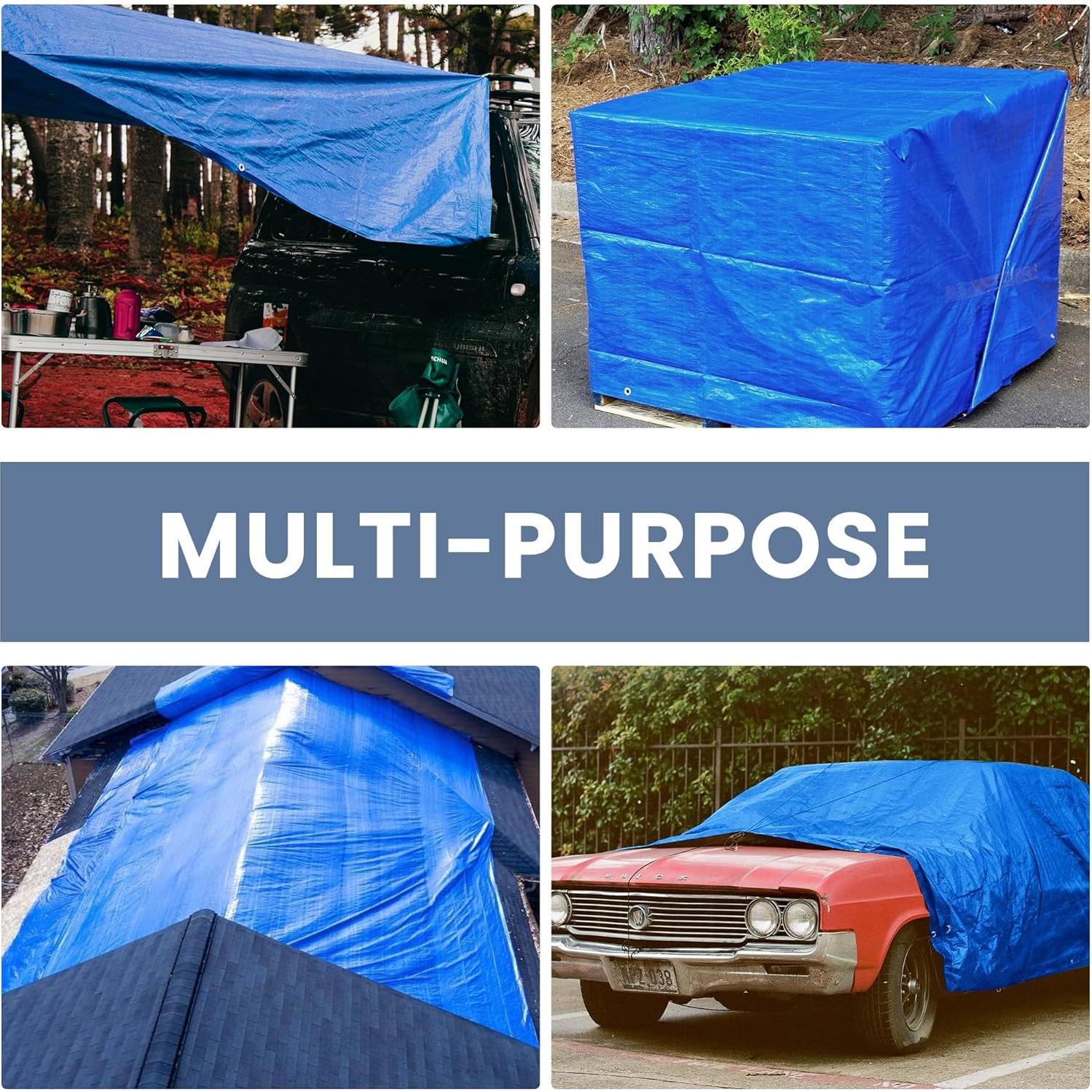 Lona Impermeable MVPNET 6x6 Azul y Negro Resistente UV