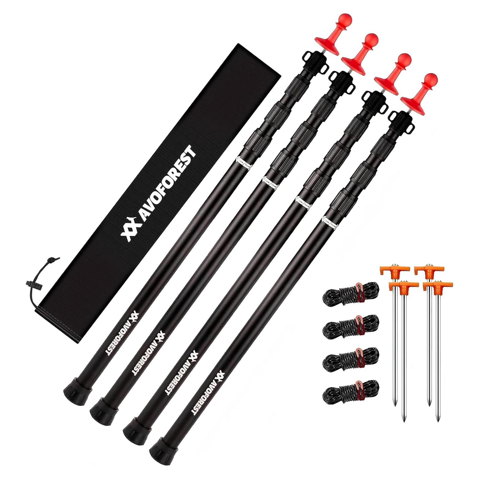 Postes de Toldo Ajustables AVOFOREST Aluminio 2.65m Juego de 4