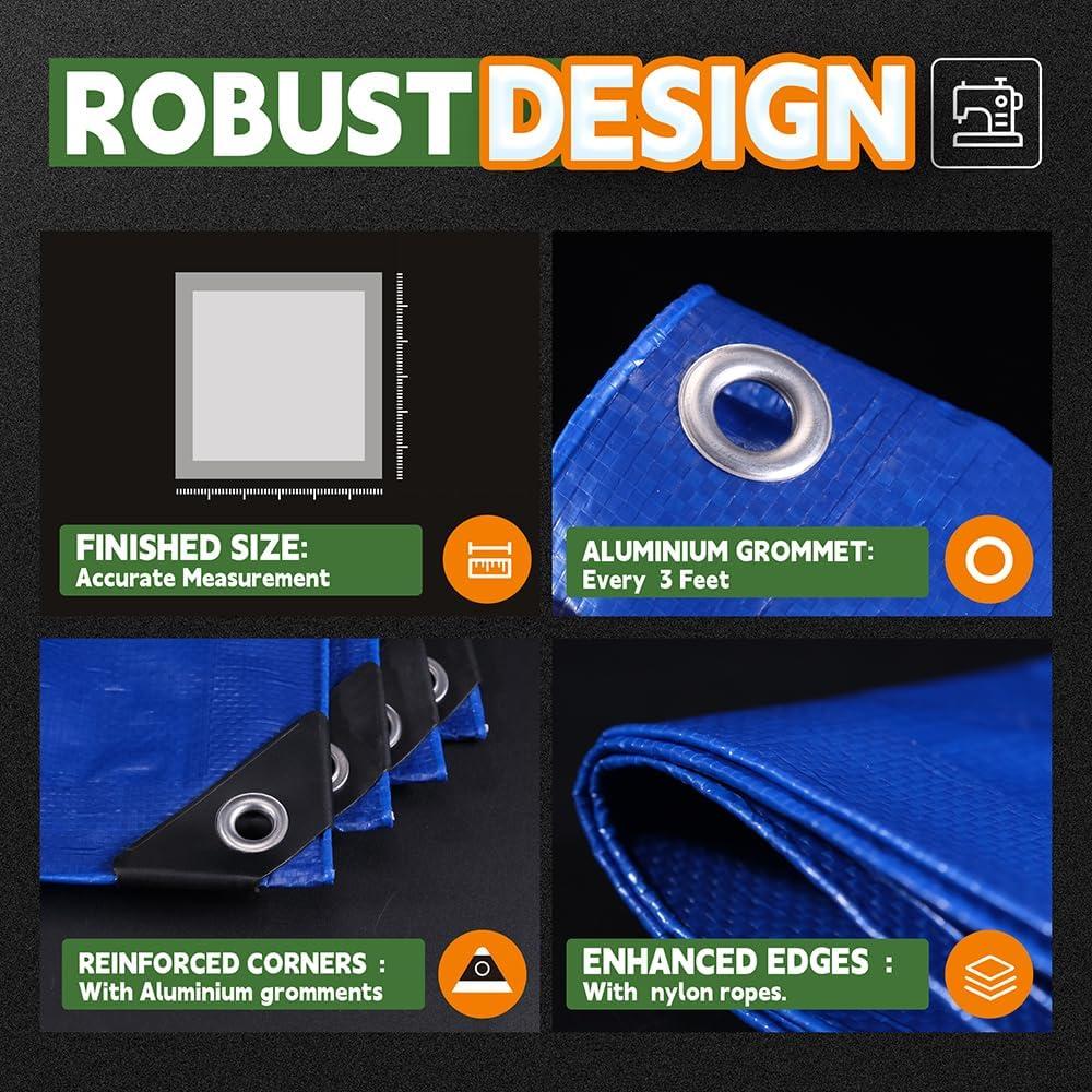 Lona Impermeable RAINDEWAY 6x8 Pies Azul 8 Mil - 2 Pcs