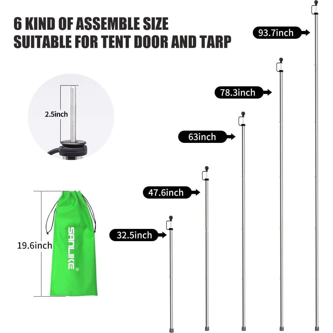 Postes Ajustables SAN LIKE para Tarp 81 a 241 cm - Set de 2