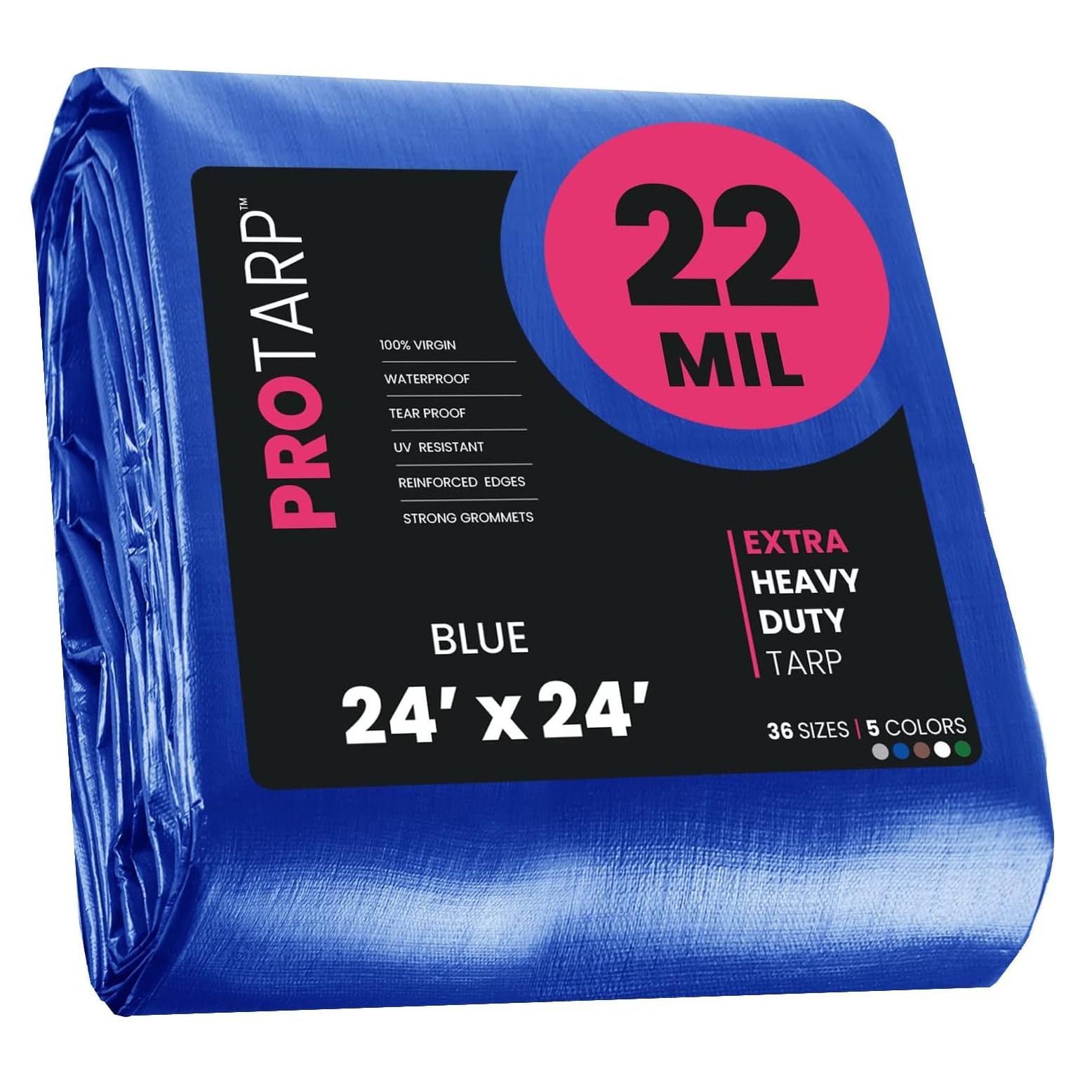 Lona PROTARP 7.32x7.32m Azul 22 Mil Impermeable UV Resistente