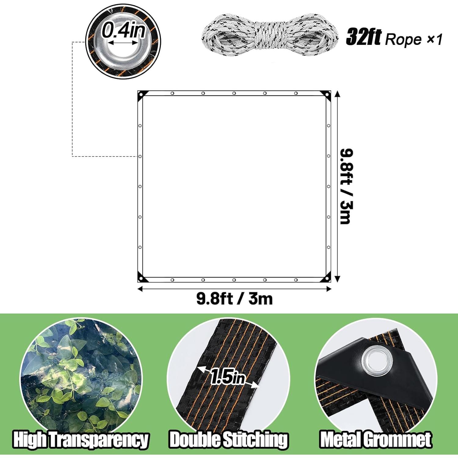 Lona Transparente Impermeable Aulock 2.99x2.99m 5mil