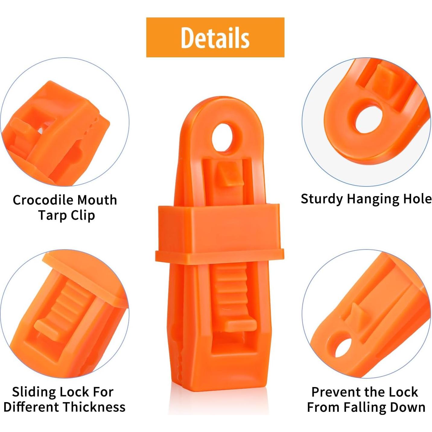 Clips de Lona Outus 20 Pcs Boca de Cocodrilo Anaranjado