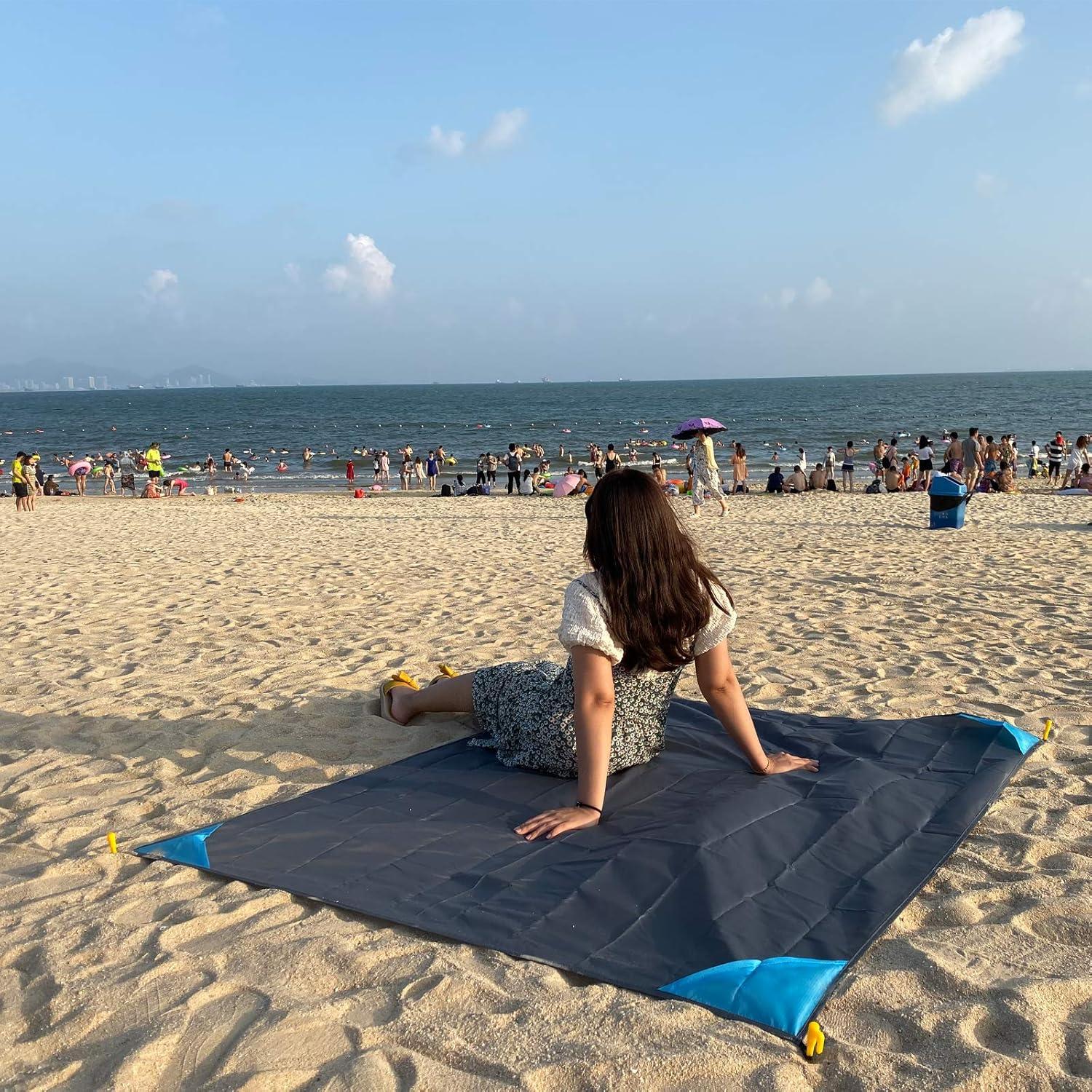 Manta de Playa HZJOYUE 180x140 cm Impermeable y Ligera