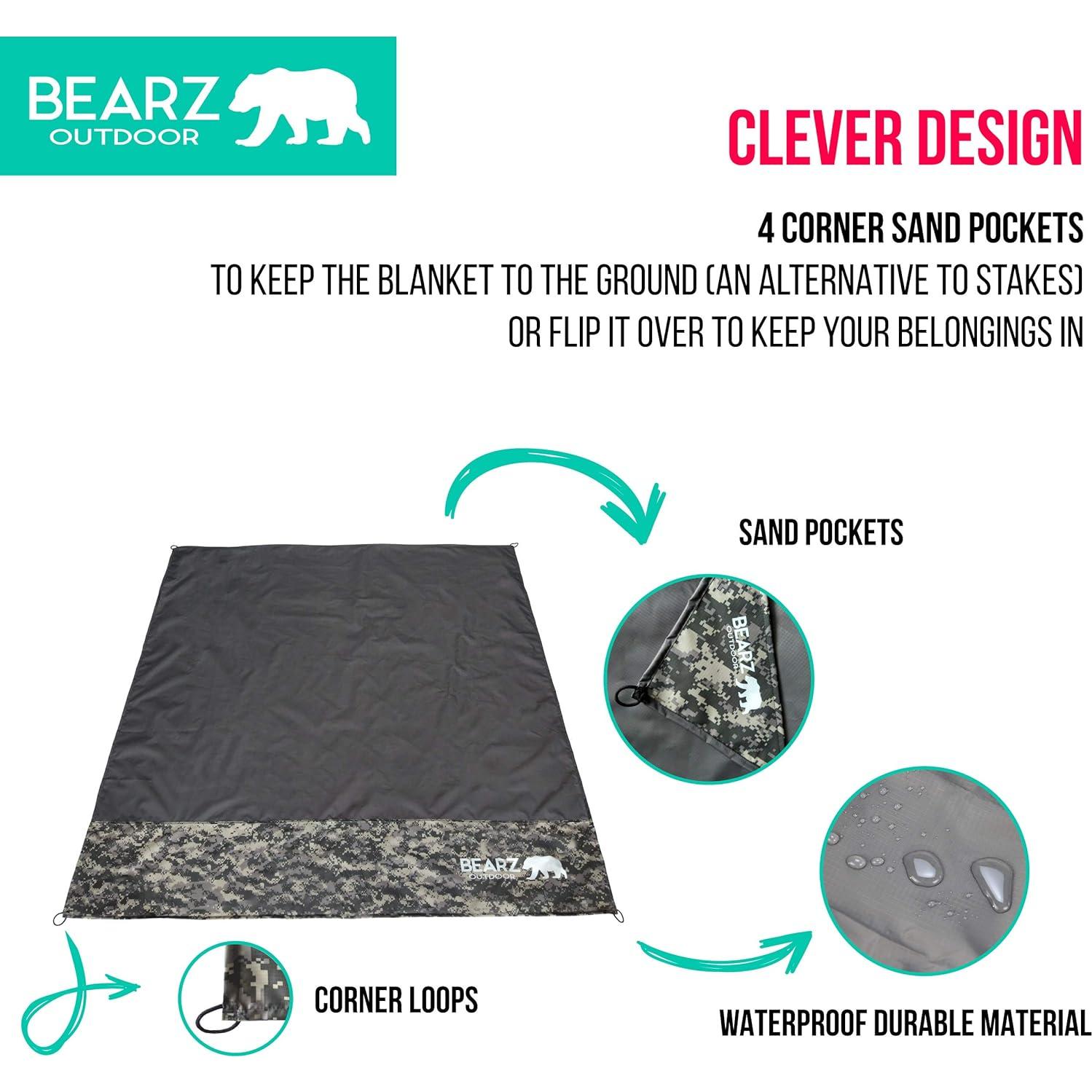 Pocket Blanket - Beach Blanket Waterproof Sandproof, Picnic Blankets Waterproof Foldable, Lightweight & Compact for Hiking, Camping, Travel, Festival Accessories