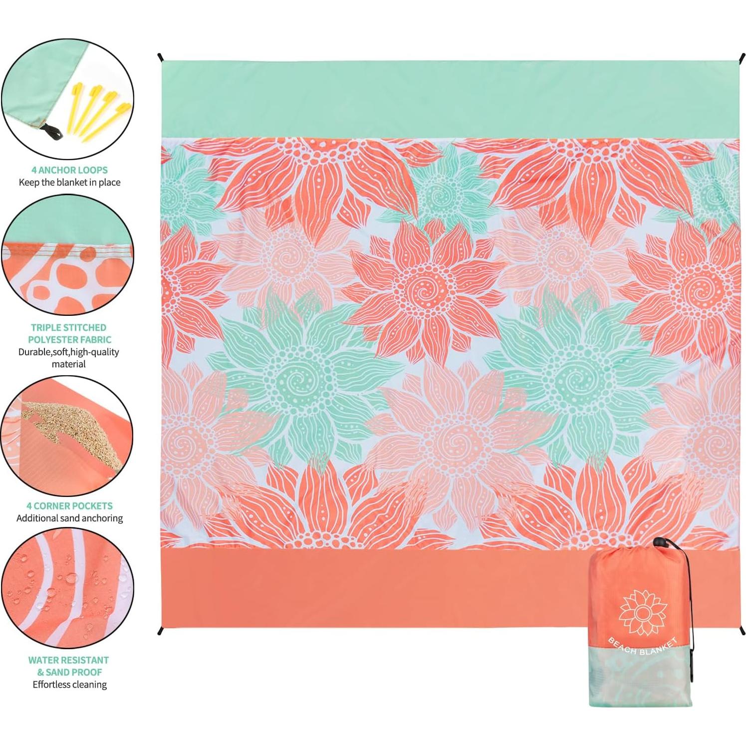 Manta de Playa WIWIGO Extra Grande Impermeable 200x210 cm