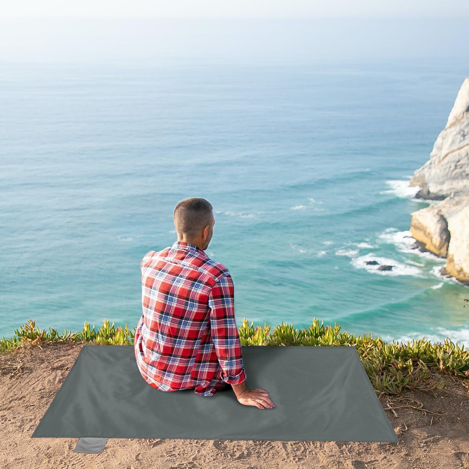 Manta de Picnic Odoland Gris 70x110 cm Impermeable Ligera