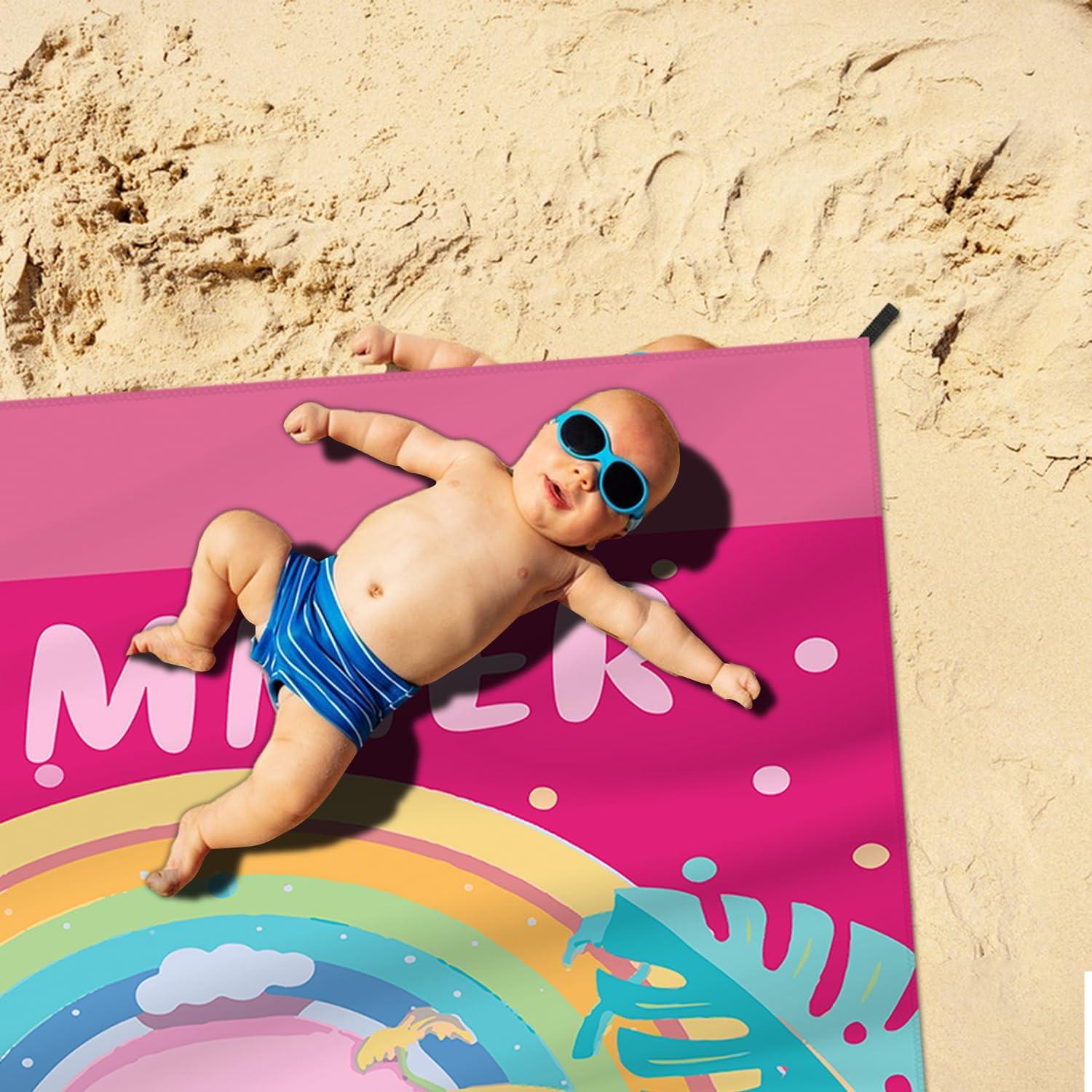 Beach Blanket Waterproof Sandproof Large Beach Mat 83" X 106" for 5-7 Adults Sand Free Mat Quick Drying,Lightweight & Durable with 4 Stakes & 4 Corner Pockets for Beach Camping .(Pink)