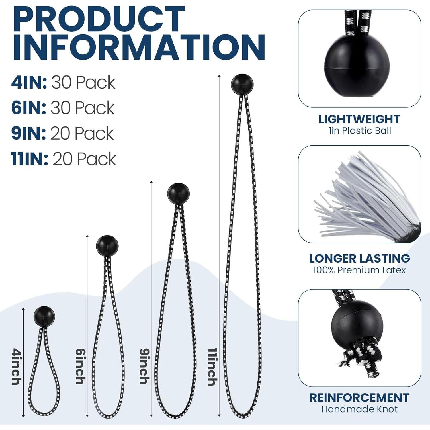 100 Cuerdas Bungee Wowangce 4-11 Pulgadas Resistentes UV