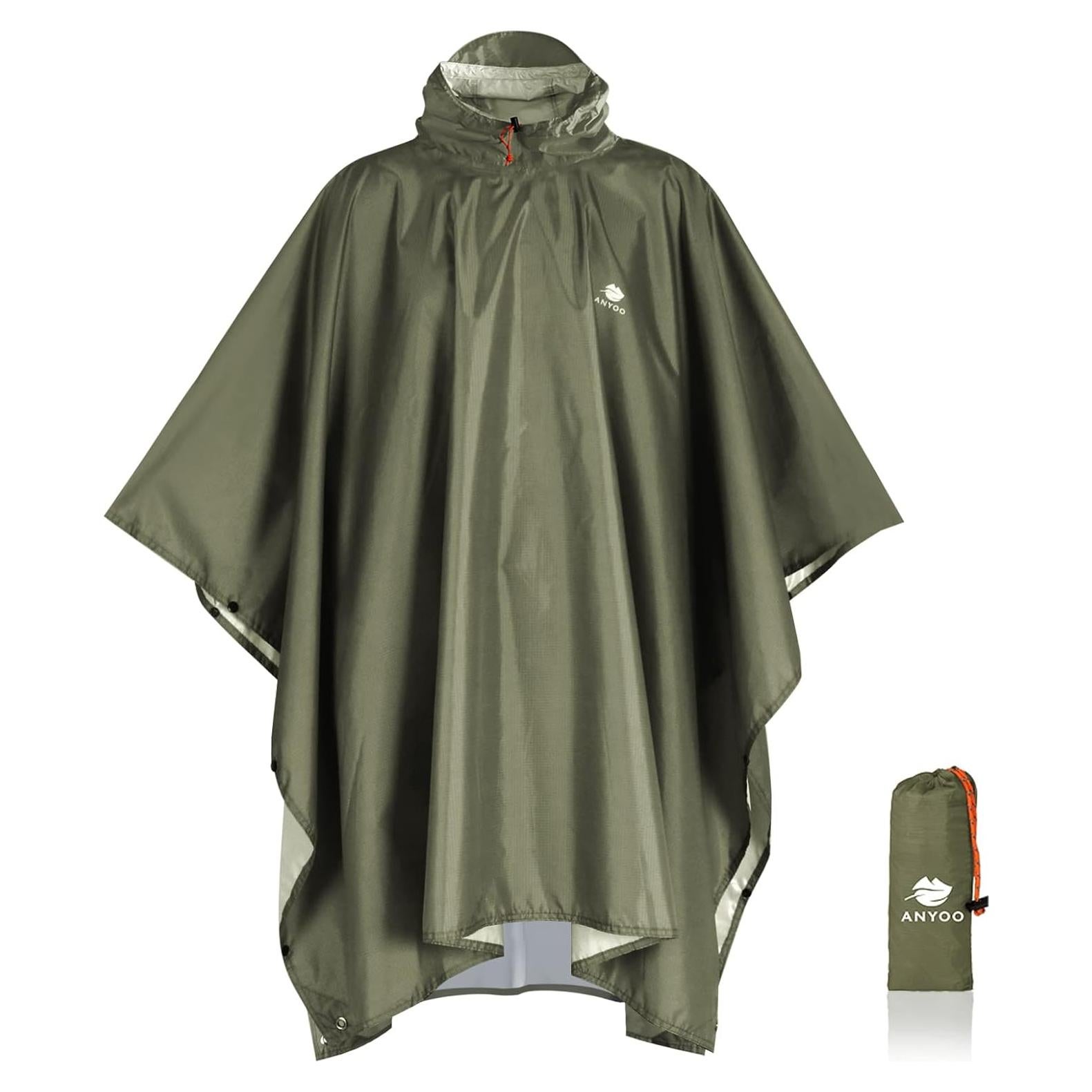 Poncho de Lluvia Impermeable Anyoo Verde Ejercito Unisex