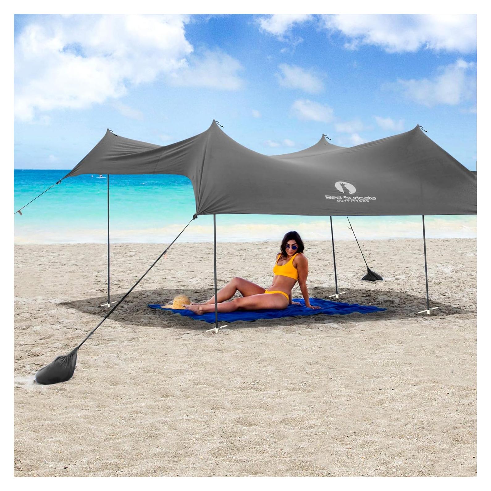Toldo de Playa Red Suricata Grande 3.05x2.74m UPF50 Gris