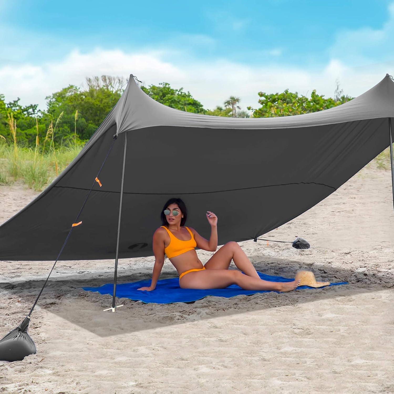 Toldo de Playa Red Suricata Grande 3.05x2.74m UPF50 Gris