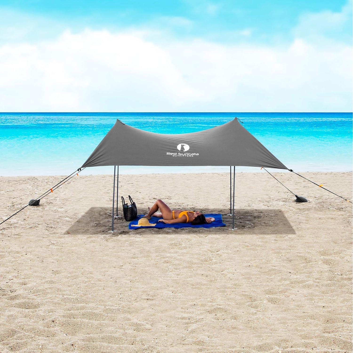 Toldo de Playa Red Suricata Grande 3.05x2.74m UPF50 Gris