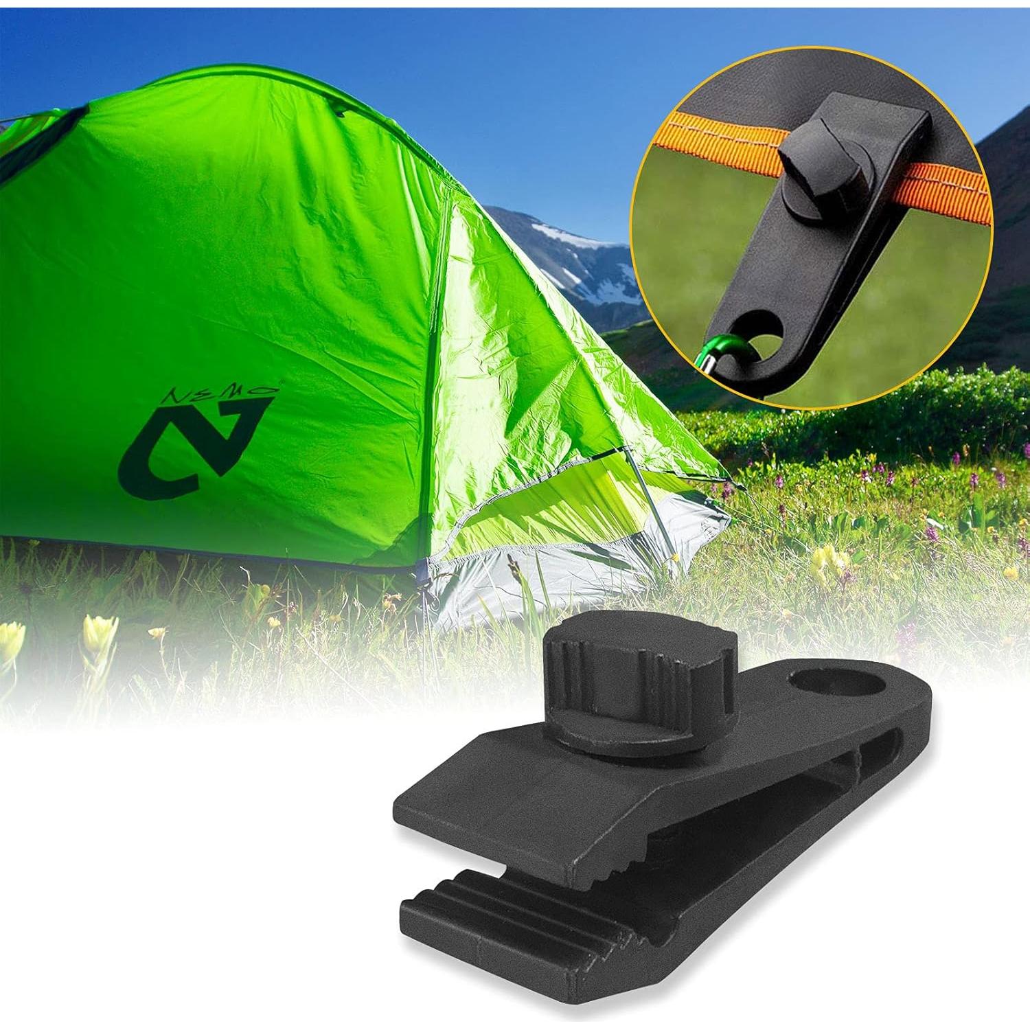 24 Clips de Lona y Cuerdas de Bungee CLIO 6 Pulgadas