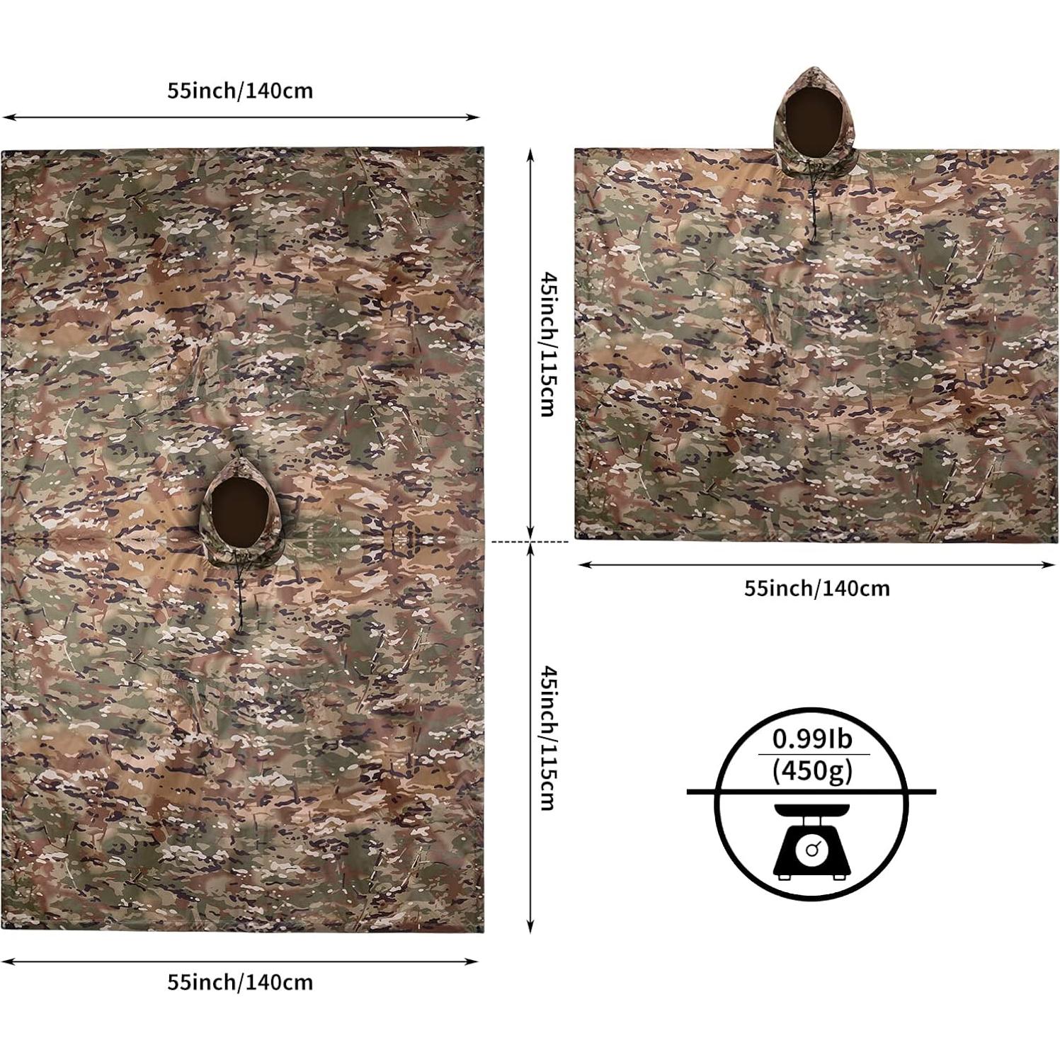 Poncho Militar Impermeable GRVCN Camuflaje 142x231 cm