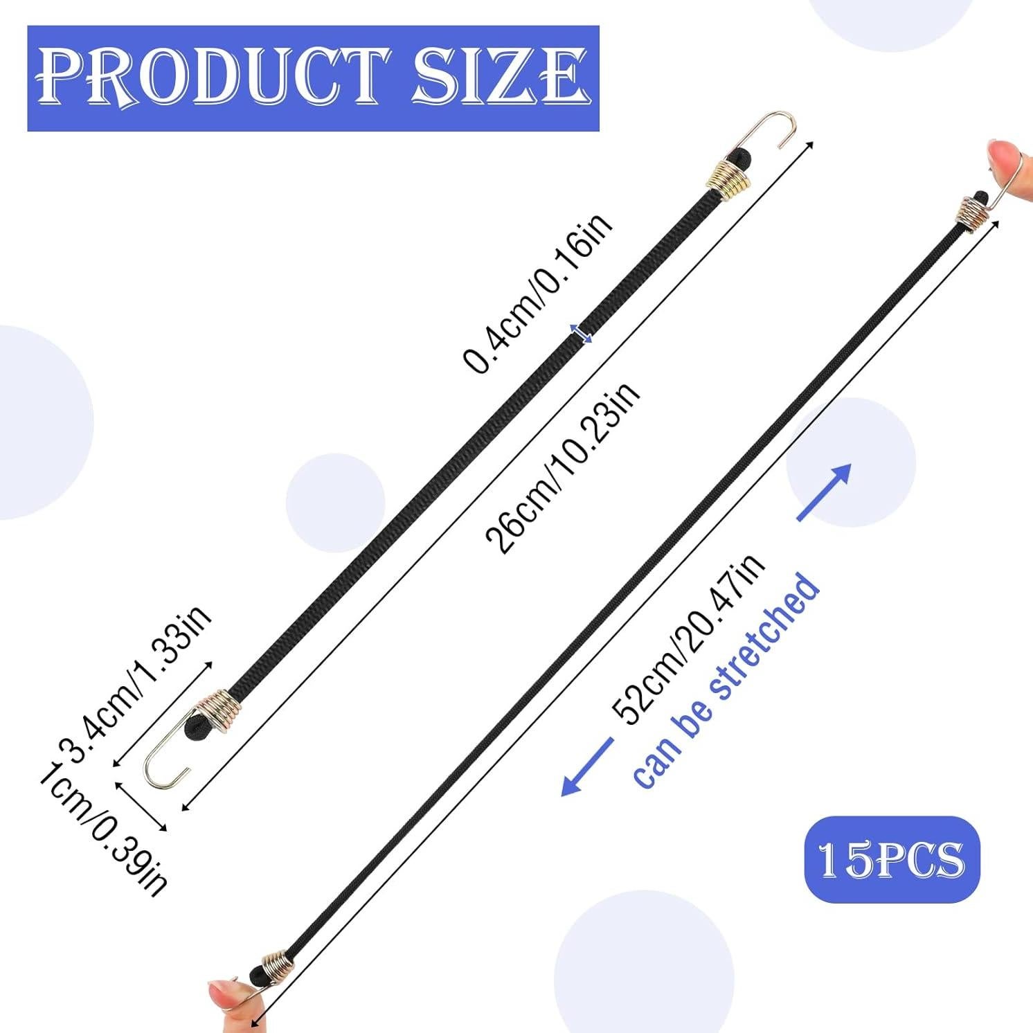 Paquete de 15 Cuerdas Bungee KALIONE 25.4 cm Alta Resistencia