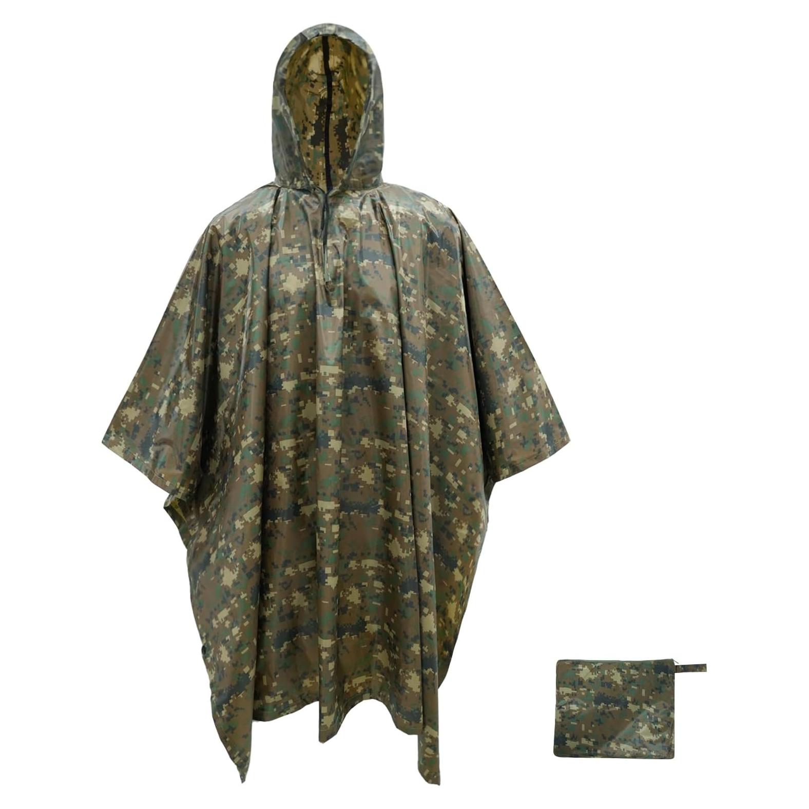 LOOGU Camo Rain Poncho with Hood Waterproof Lightweight Raincoat Rain Gear Men Women Outdoor Camping Hunting Hiking Fishing