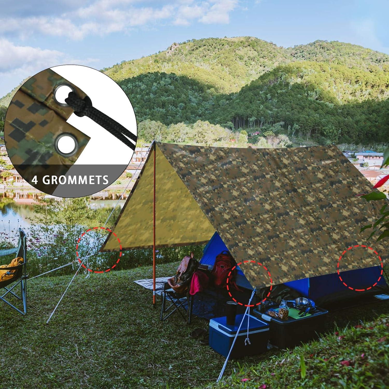 LOOGU Camo Rain Poncho with Hood Waterproof Lightweight Raincoat Rain Gear Men Women Outdoor Camping Hunting Hiking Fishing