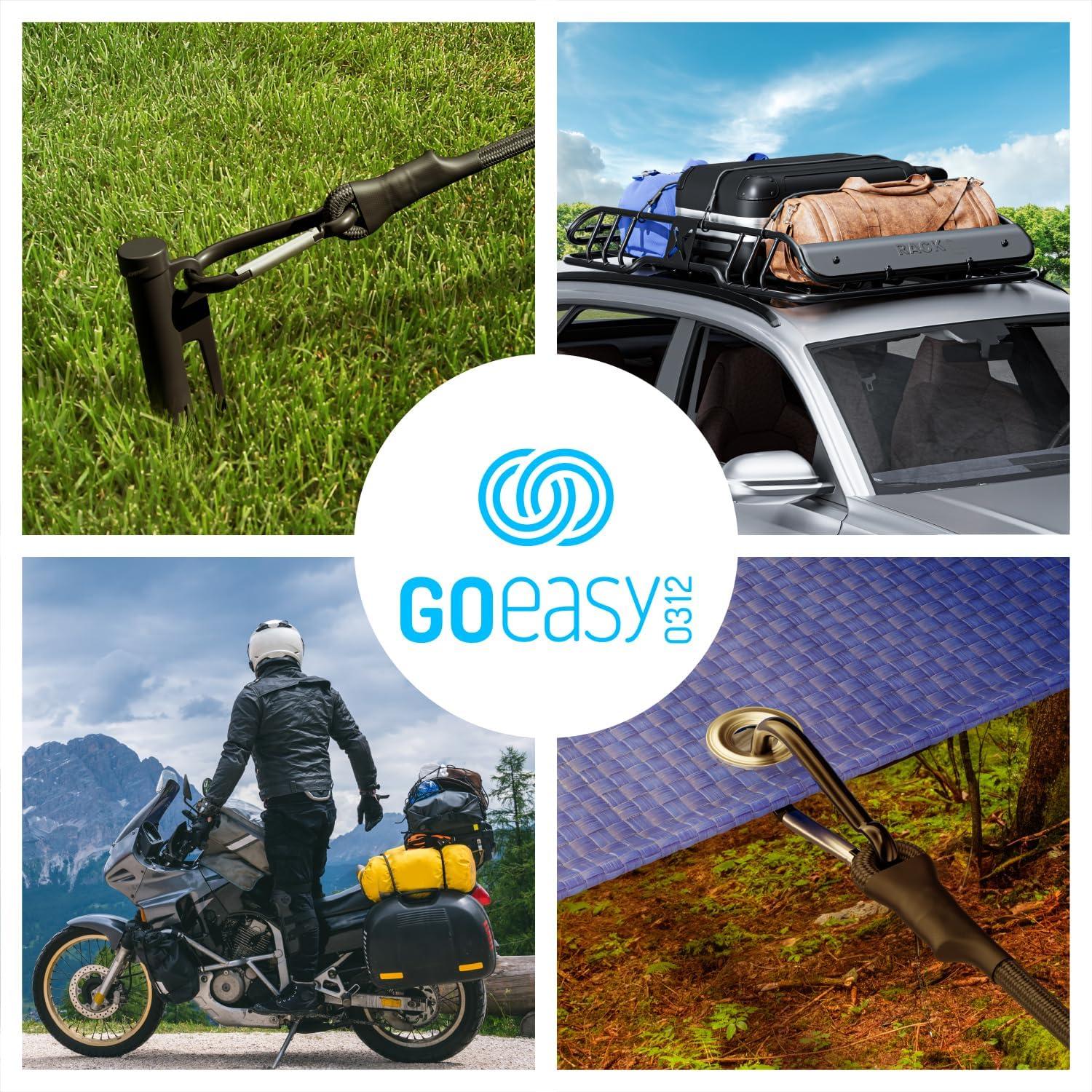 Cuerdas Bungee GOEASY0312 60.96 cm 200 kg con Ganchos Carabinero - 4 Pcs