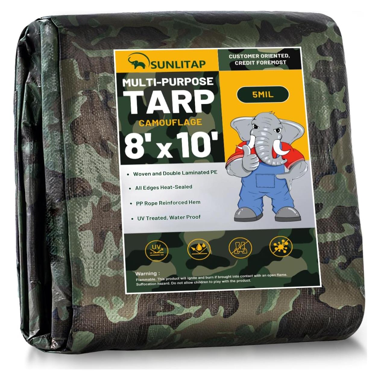 Lona Impermeable Sunlitap 2.44x3.05m Camuflaje 5 Mil