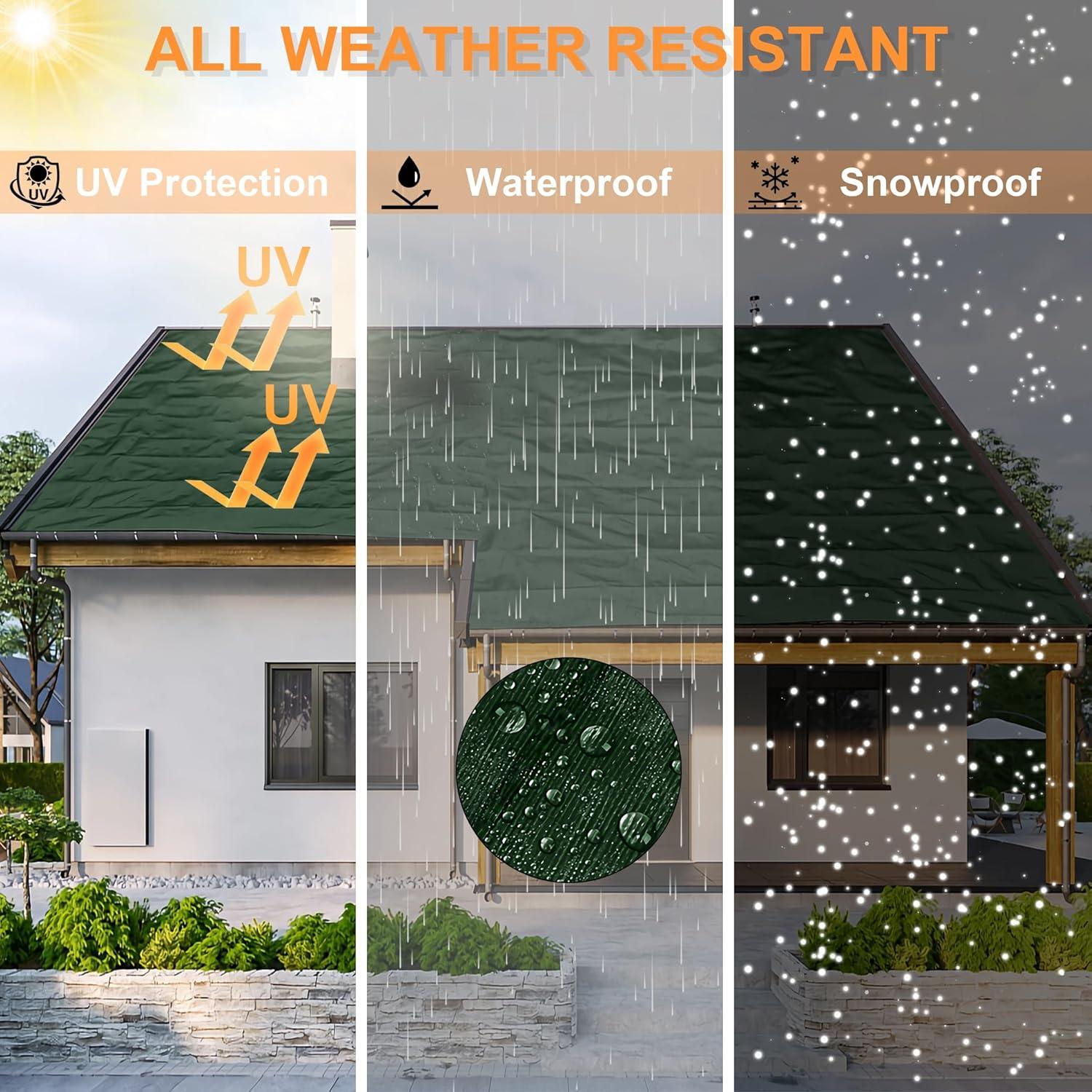 Lona Impermeable Bluyard 13x20 Pies 10 Mil Verde con Ojales