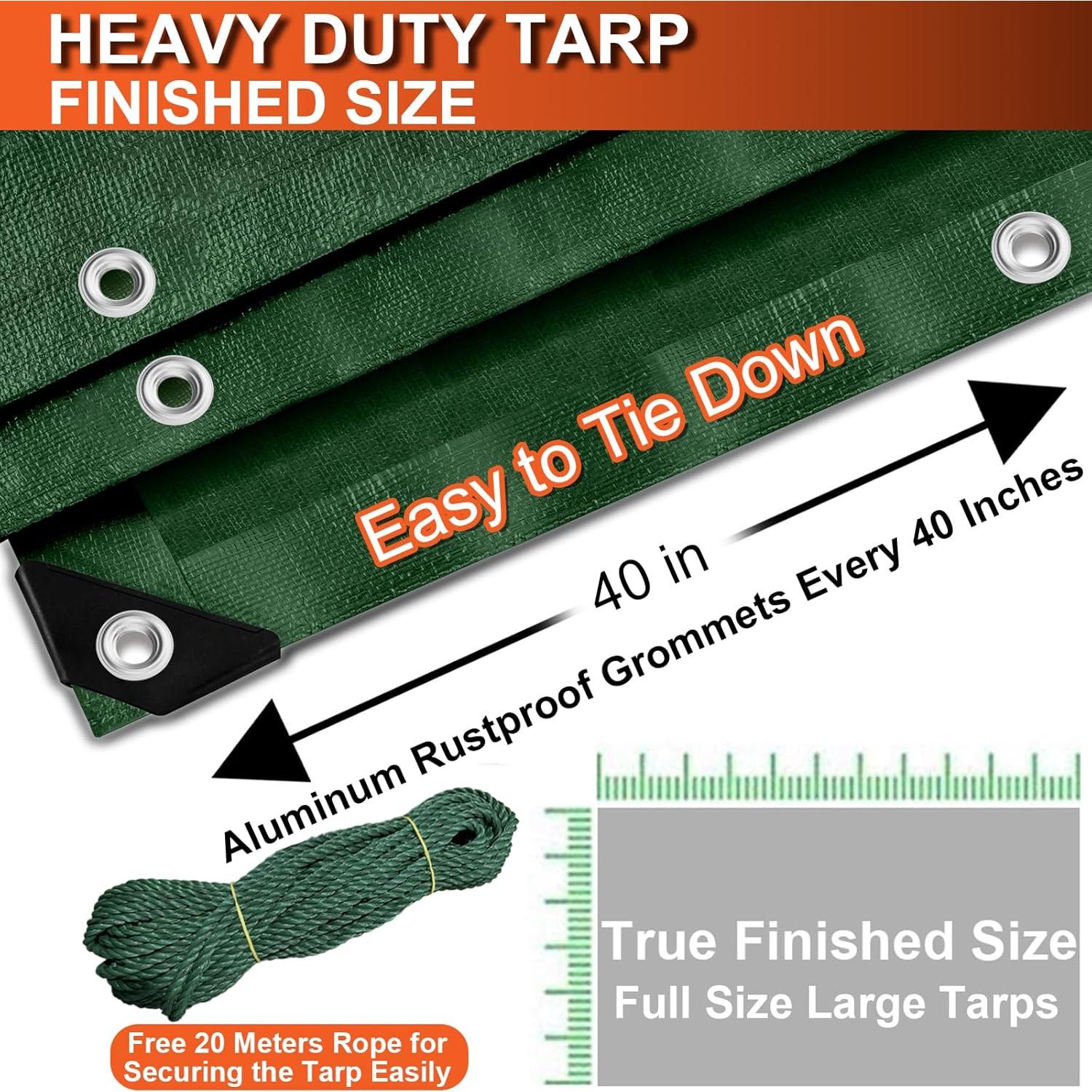 Lona Impermeable Bluyard 13x20 Pies 10 Mil Verde con Ojales