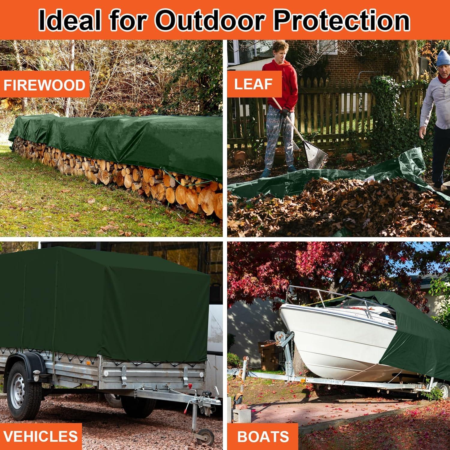 Lona Impermeable Bluyard 13x20 Pies 10 Mil Verde con Ojales