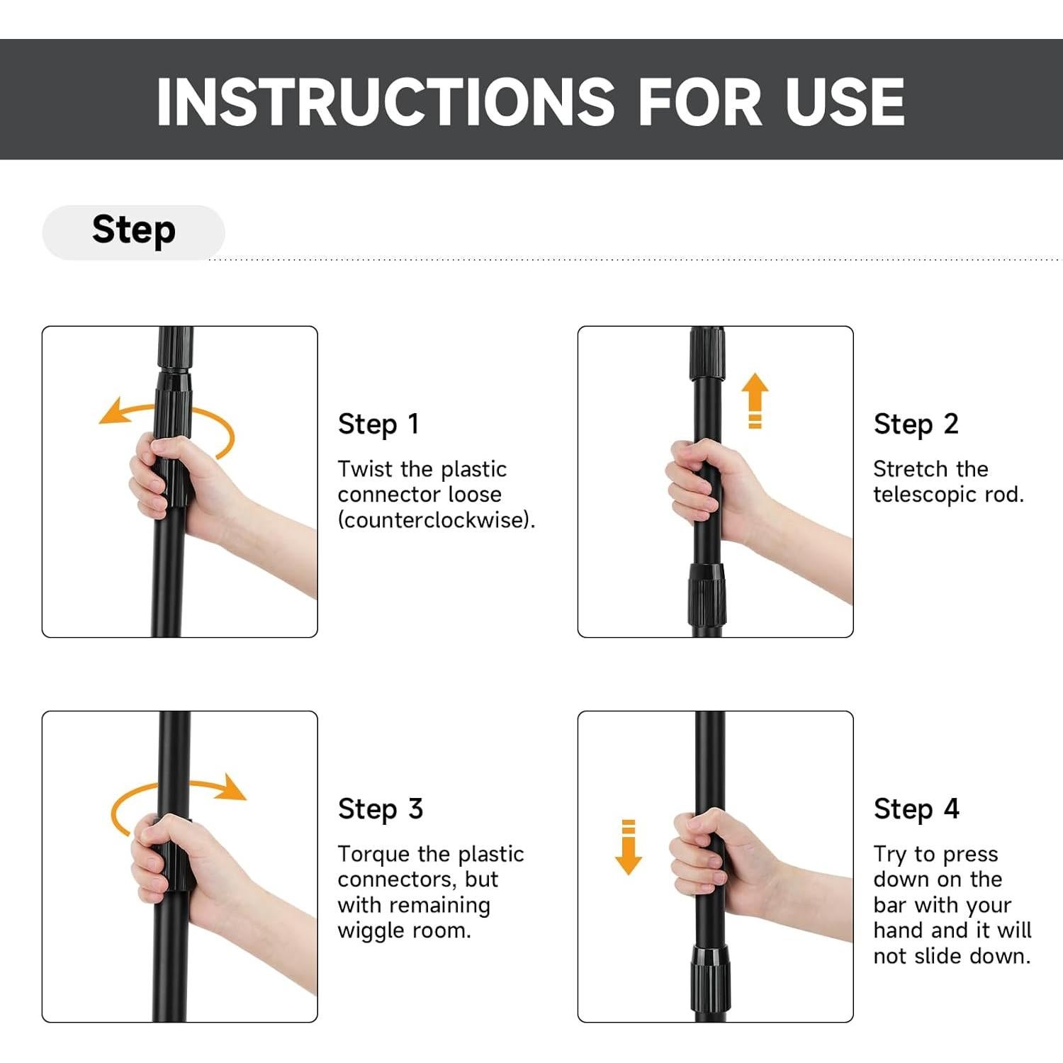 SANLIKE Tent Poles for Tarp, 8.2' Telescoping Poles Set of 4, Replacement for Canopy & Camping, Rooftop Tent Poles for Rain Fly, Awning - Gray