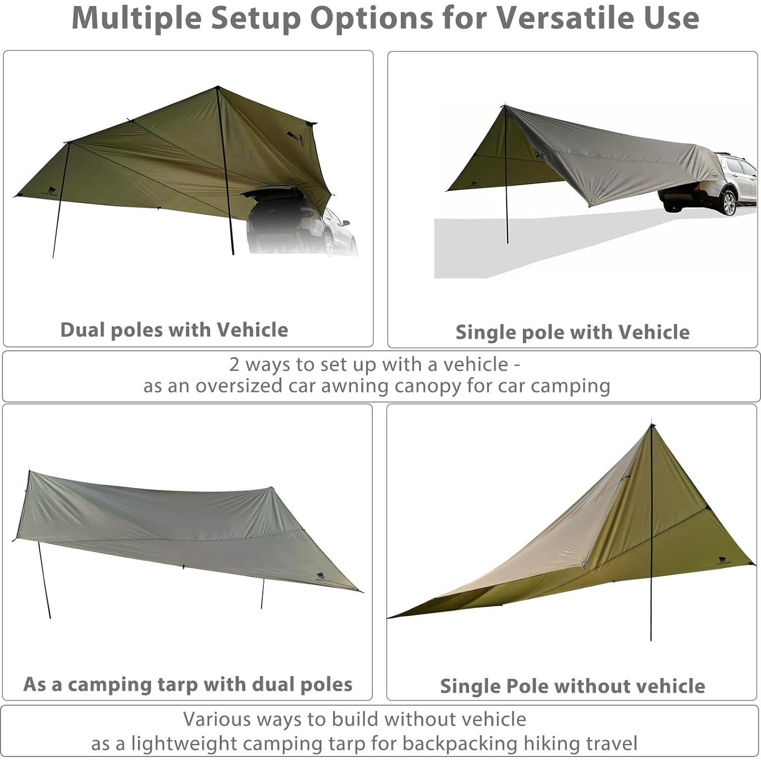 Toldo de Camping GEERTOP para Automóviles Verde Lunar 498x578 cm