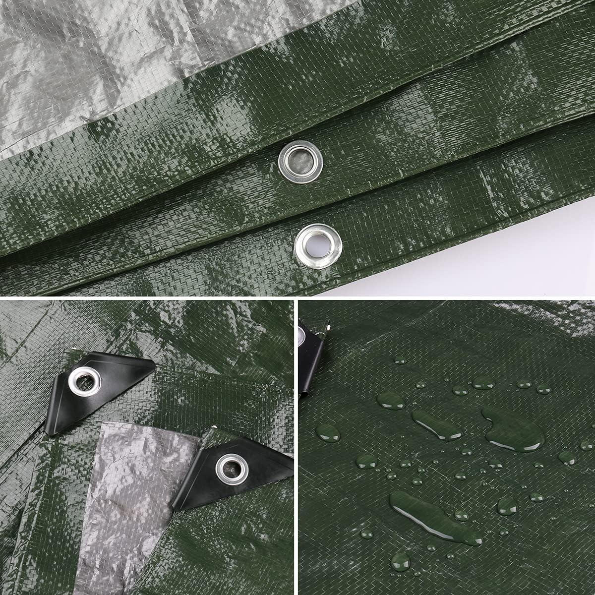 Onarway Poly Tarps Waterproof for Outdoor: Green Tarpaulin 6Mil Thicken 6x10 Ft 2Packs- Anti-UV Waterproof Tarp Cover with Grommets Multipurpose for Boat Pool Roof Camping