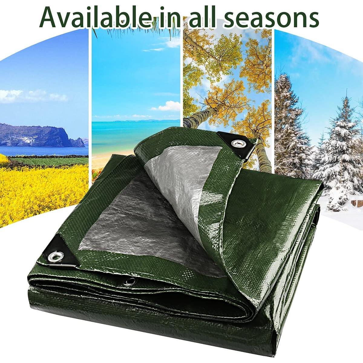 Onarway Poly Tarps Waterproof for Outdoor: Green Tarpaulin 6Mil Thicken 6x10 Ft 2Packs- Anti-UV Waterproof Tarp Cover with Grommets Multipurpose for Boat Pool Roof Camping