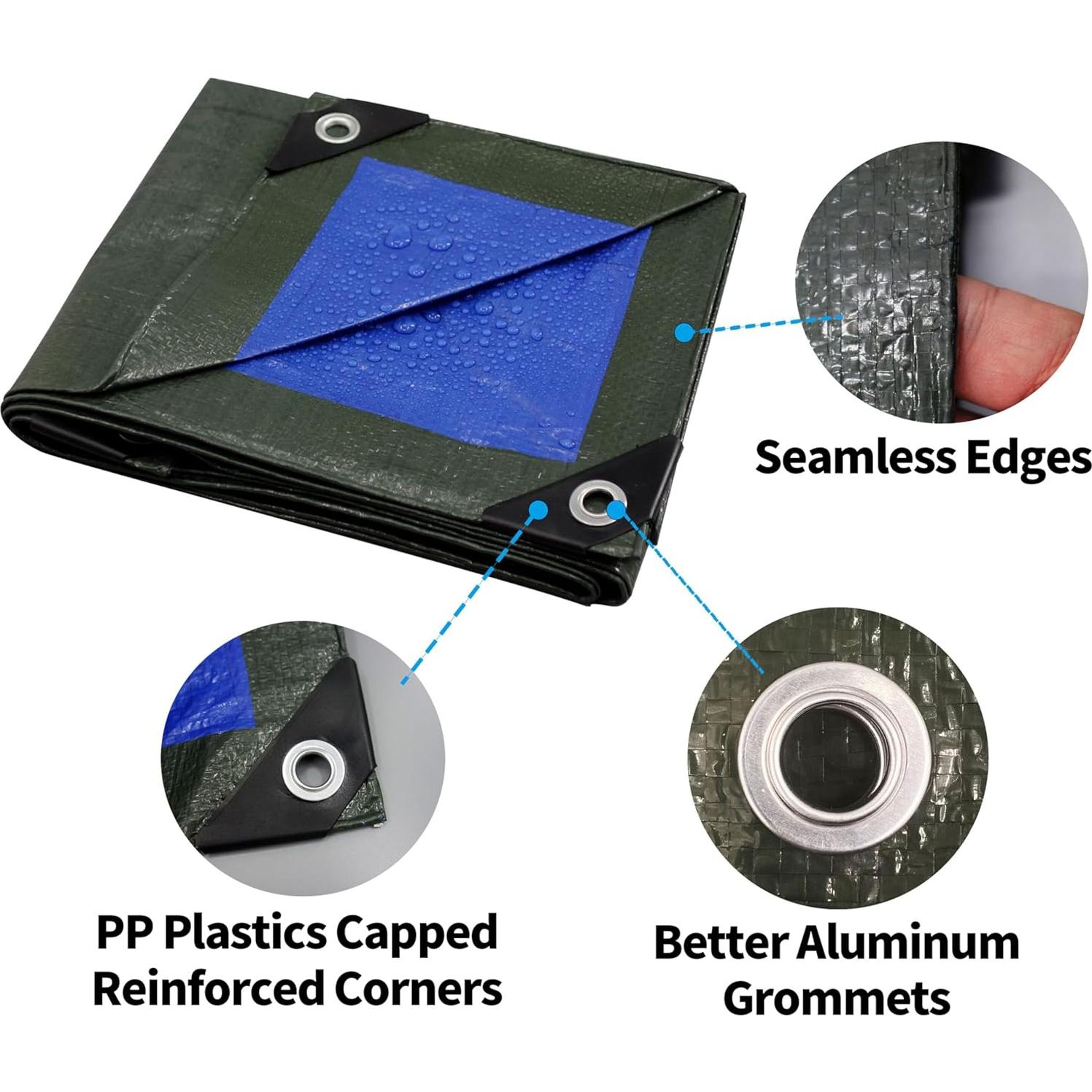 TARPAL 4x6 Feet Green Tarp Waterproof (2 Pack) Small tarps Multipurpose Protective Cover All Purpose Poly Tarps Cover for Firewood Outdoor Furniture etc