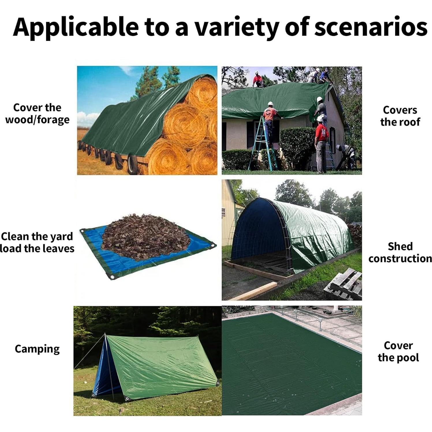 TARPAL 4x6 Feet Green Tarp Waterproof (2 Pack) Small tarps Multipurpose Protective Cover All Purpose Poly Tarps Cover for Firewood Outdoor Furniture etc