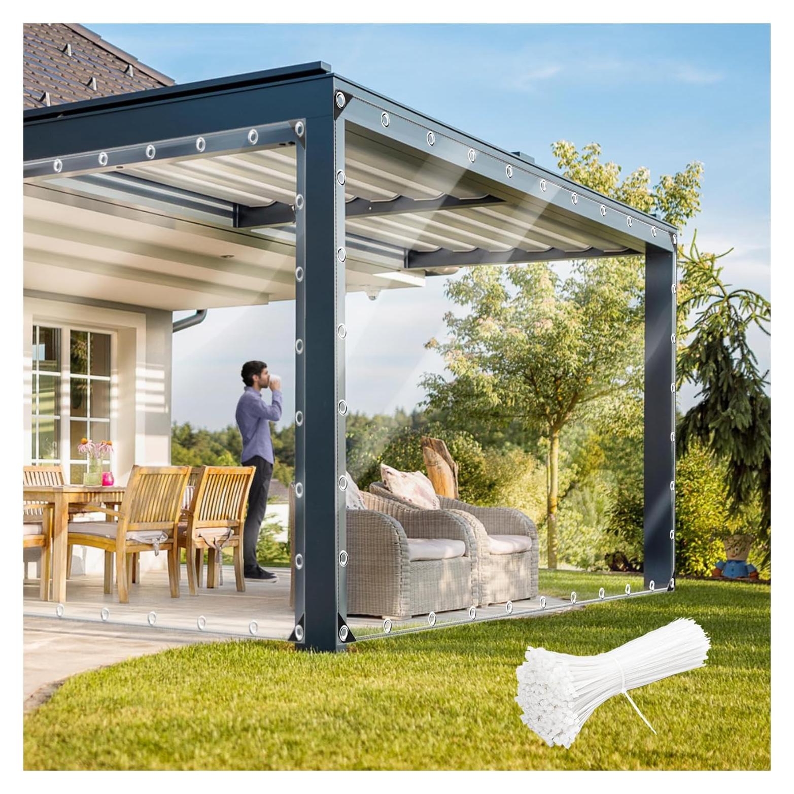Lona Impermeable Transparente TEENKON 2.44x2.44m PVC 11.8 Mil