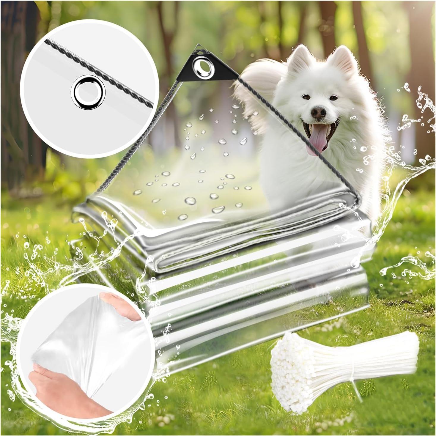 Lona Impermeable Transparente TEENKON 2.44x2.44m PVC 11.8 Mil