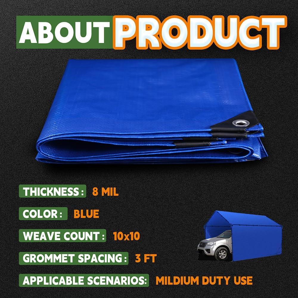 Lona Azul 2.74x3.66m RAINDEWAY 8 Mil Impermeable UV