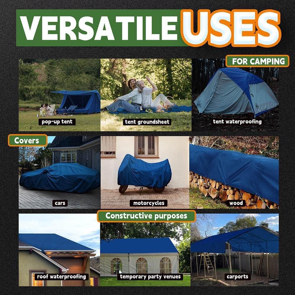 Lona Azul 2.74x3.66m RAINDEWAY 8 Mil Impermeable UV