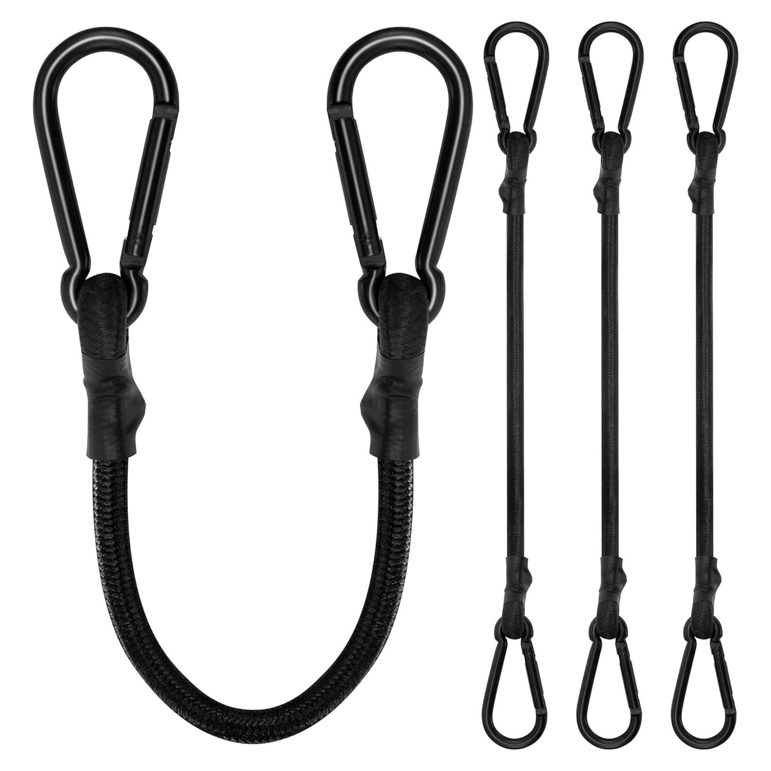 Cuerdas Bungee Rugtol 35 cm con Ganchos Carabiner Paquete de 4