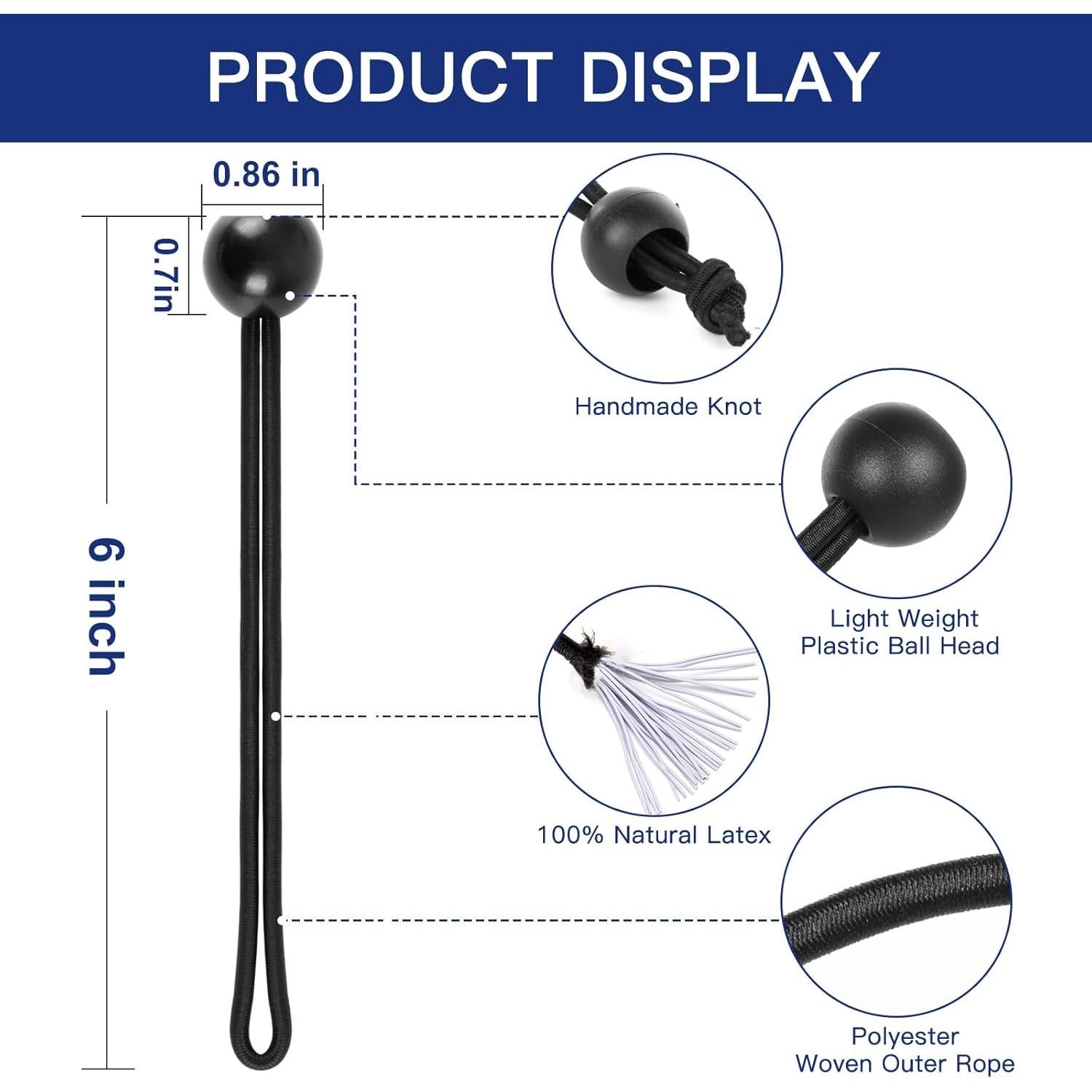 Cuerdas Bungee Kinzomor 15 cm 50 Piezas Alta Resistencia