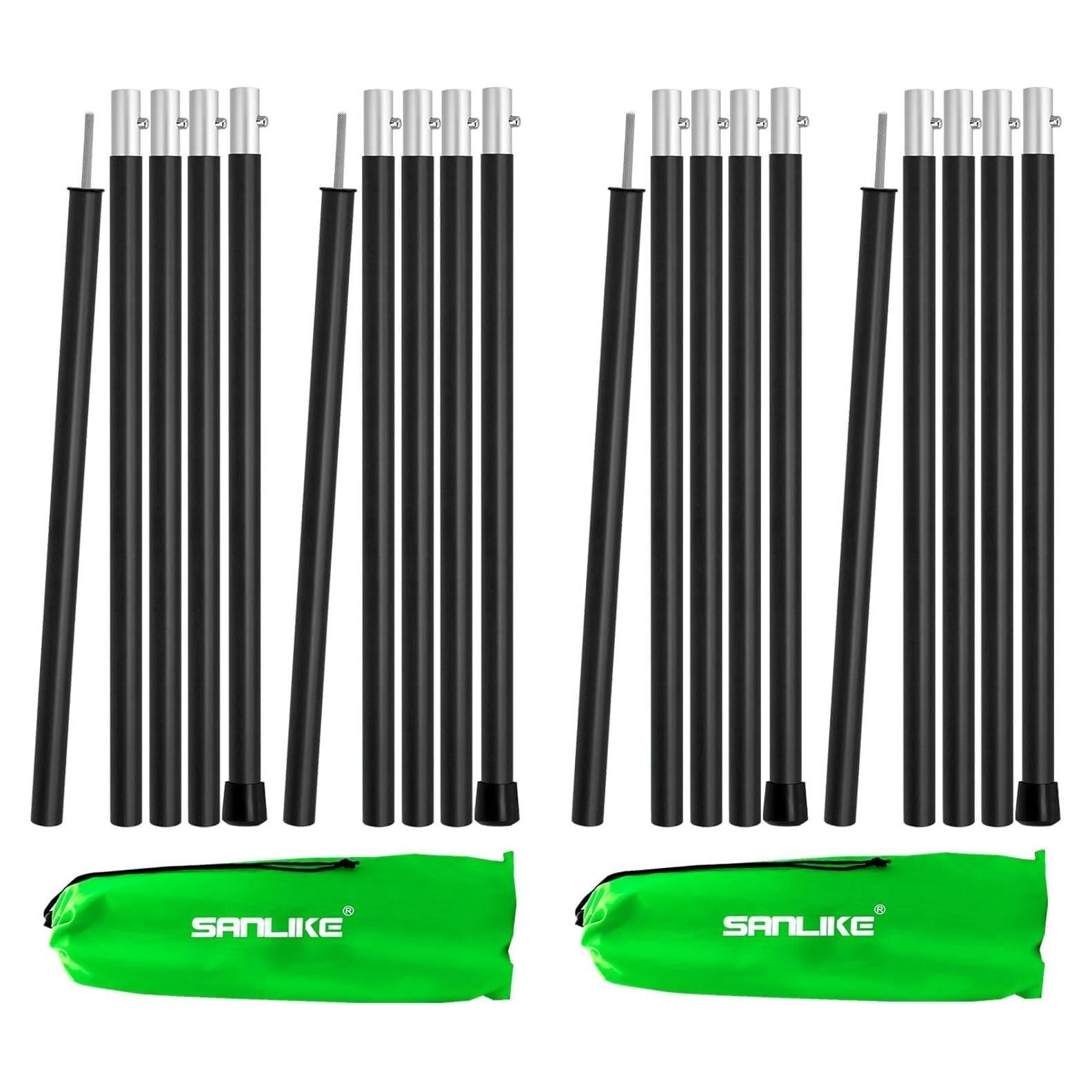 SAN LIKE Tent Poles Aluminum Tent Poles for Tarp 75inch Camping Tarp Poles Adjustable Collapsible Tent Poles for Awnings Canopy Rain Fly Shelter 4 Sets-5 Sections